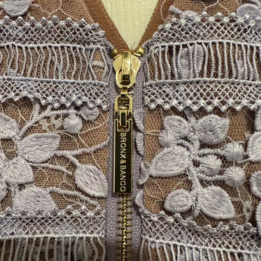 Bronx and Banco Megan Sleeveless V-Neck Lace Gown Lavender Size US 8 - Picture 10 of 16